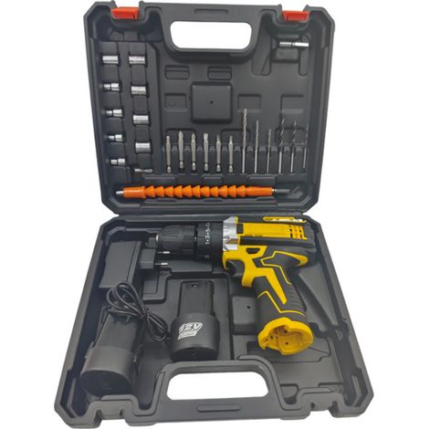 Perceuse Visseuse Sans Fil 12V, Perceuse Électrique Multifonction 3 en 1 avec 2 Batteries Lithium et Chargeur, Tournevis Électrique Compact pour Bricolage