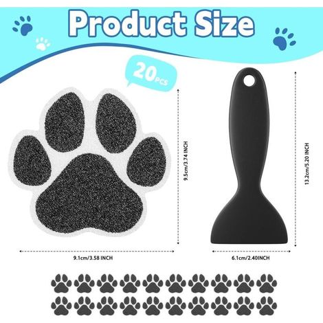 Lot de 20 (noir) grands autocollants antidérapants pour baignoire, douche, tapis de sol avec grattoir de qualité supérieure (1/3)