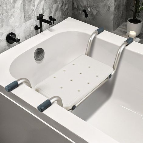 Siège de bain réglable - 1 unité - Aluminium et PE - Assise antidérapante ajustable - Seniors et femmes enceintes - 73,5 à 83,5 cm (1/5)