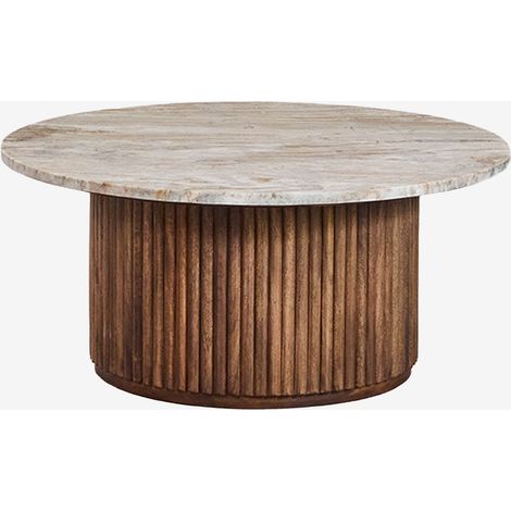 Tavolino rotondo Ø90 cm in marmo e legno di mango Giselda SKLUM (1/5)