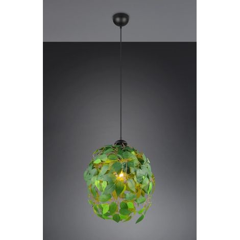Suspension feuilles verte Ø38 cm E27 sur chaîne RL Leavy (1/3)