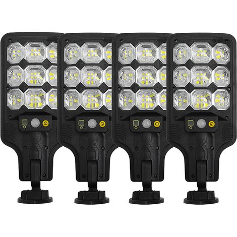 Ortviai Lampadaire Solaire Extérieur Hautement Lumineux avec Capteur de Mouvement PIR, 4 Unités, Étanche IP65
