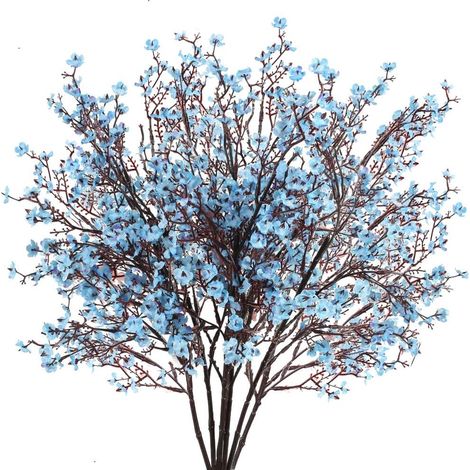 6 Bundles Baby Breath Flowers Artificial Bulk Fake Gypsophila Bouquets Blue Real Touch Silk Floral Arrangements for Table Centerpieces Wedding Home Farmhouse Party DIY Decor (1/5)