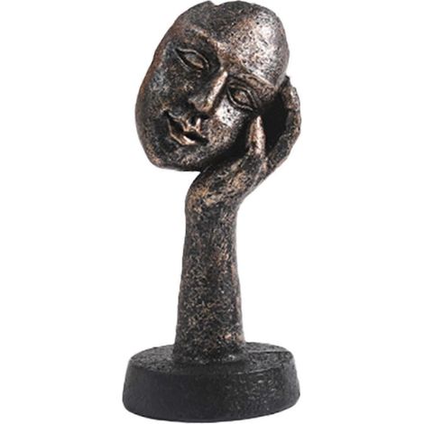 Statue de collection, sculpture de visage, art artisanal européen, œuvre d'art abstraite, statue de penseur pour la décoration de la maison, de la table, du bureau ou d'une étagère.-14.5cmx6.5cm (1/5)