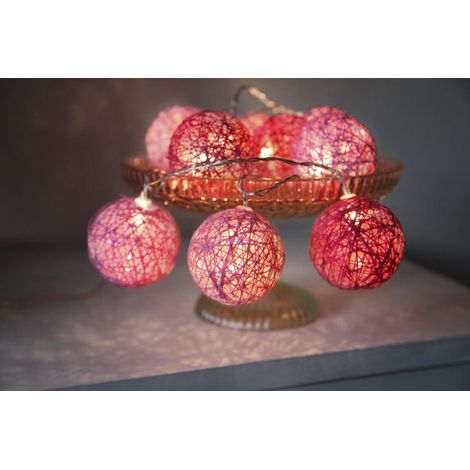 Guirlande lumineuse Jolly Light à boules en fil métallique rose (1/3)