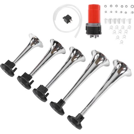 5 Avertisseurs Sonores Auto avec Compresseur d'Air Jazz 5 Tubes 130dB 12V pour Camions Bus Bateaux (1/5)