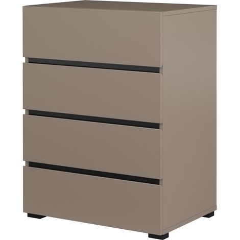 Kleines Sideboard HAVANA – 4 Schubladen – Beige und Schwarz – Moderner und warmer Look