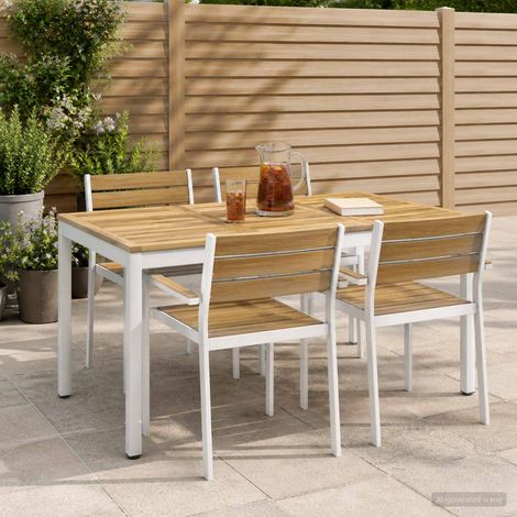 vidaXL Tavolo da cena da giardino Bianco 141 x 80,5 x 75 cm