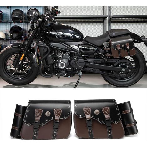 Motorrad Satteltaschen Leder 30L Wasserdicht mit Flaschenhalter Universal (1/5)