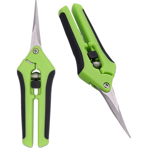 Tijeras De Poda - Cuchilla Micro Punta Recta Y Curva Con Revestimiento De Titanio - Para Plantas De Interior Y Exterior - Juego De 2 Unidades (1/5)