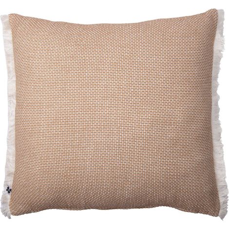 Coussin déhoussable 50x50cm coton tissage texturé coloris beige - ANTOINETTE (1/4)