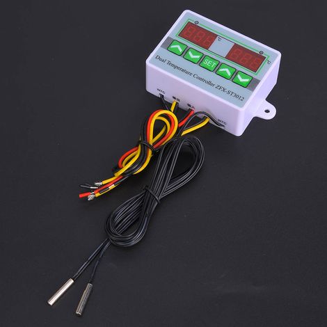 ST3012 Régulateur de température intelligent à affichage numérique double canal, interrupteur de contrôle de température AC220V (1/5)