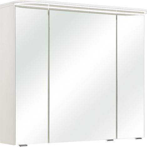 Spiegelschrank mit LED Kranzboden, mit 3D Funktion, in weiß Glanz BUDVA-66, B/H/T ca. 85,2/72,3/17 cm (1/5)
