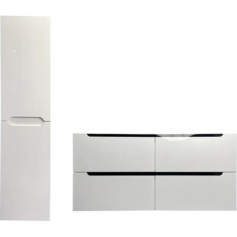Mobile da bagno sospeso con doppio lavabo da incasso e colonna 120 cm Bianco - SELITA (1/5)