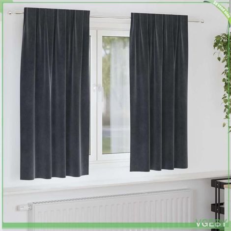 4107229 Rideaux occultants 2 pcs Gris foncé 140 x 175 cm Velours (1/5)