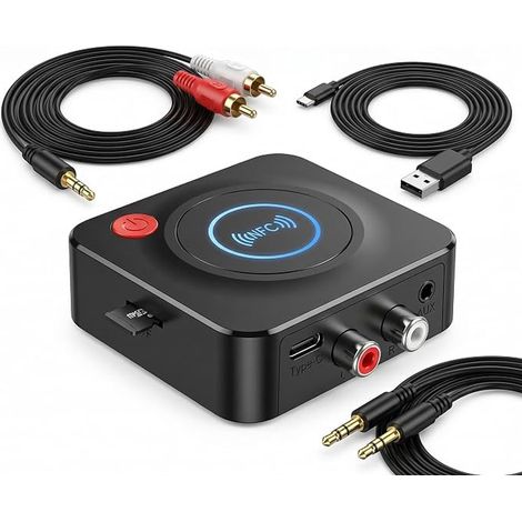 C52 Récepteur Bluetooth 5.1 NFC, Adaptateur Audio RCA Jack 3,5 mm (1/4)