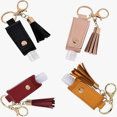 (4 Couleurs) Bouteille de Voyage,30ml Bouteille Plastique Étanche,Avec Porte clés en Cuir Flacon Voyage,Atomiseur en Plastique Transparent Bouteilles Portable Réutilisables (1/5)