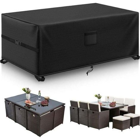 Telo protettivo impermeabile per mobili da giardino (180 x 120 x 74 cm) - Protezione dagli agenti atmosferici - Copertura per tavolo da esterno (1/4)