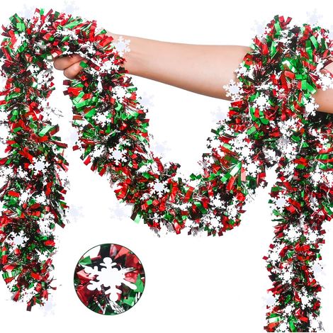 Guirlande de flocons de neige de Noël, idéale pour suspendre des décorations pour Noël, mariages, fêtes, décoration d'intérieur, 10 m (1/5)