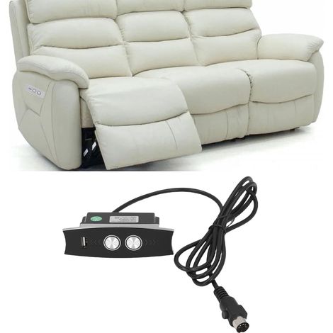 Ajuste eléctrico del asiento con función de carga USB y pantalla LED, modelo de 5 pines fabricado en ABS negro para sillones elevadores. (1/5)