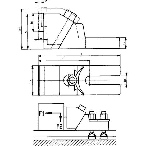 Crampon plaqueur stable, Larg. : de rainure : 12 mm 14 mm 16 mm 18 mm, b1 19 mm, c 8 mm, h : 85 mm, h1 : 38 mm, h2 : 99 mm, h3 : 40 mm, b : 65 mm (1/3)