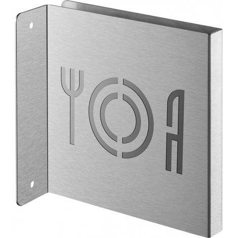 Targa segnaletica <>, acciaio inox spazzolato, 120 x 120 mm, con bordo ripiegato – THIRARD (1/3)
