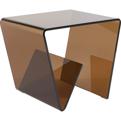 Table d'appoint en verre trempé courbé - Brun - ZENIA (1/5)