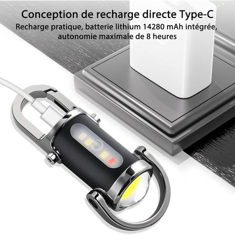 Torcia LED ultra potente ricaricabile tramite USB C, torcia portachiavi impermeabile a 5 modalità per autodifesa, campeggio all'aperto, emergenza, pesca (1/4)
