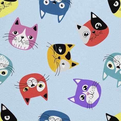 Telas decorativas para exteriores Oxford - motivo: cabezas de gato coloridas (1/5)