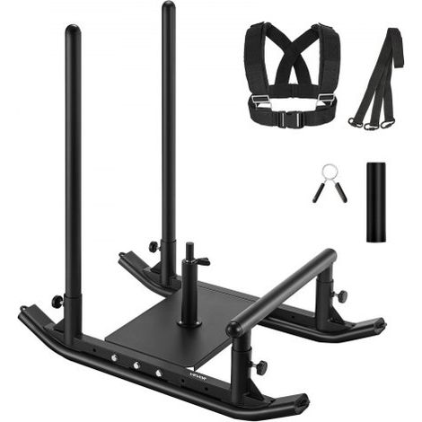Gewichtsschlitten Kraftschlitten Krafttrainingsschlitten zur Verbesserung der Geschwindigkeit bei sportlichen Übungen, Fitnessgerät mit Griff, kompatibel mit 25/51 mm Gewichtsscheiben Schwarz (1/5)