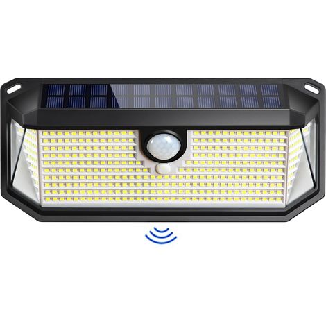Lumière grand angle extérieure, projecteur solaire à capteur de mouvement 416 LED, lumière de sécurité solaire étanche avec 3 modes, solaire 270 ° (1/5)