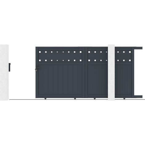 Portail coulissant aluminium 300x158 cm anthracite motorisable (1/5)