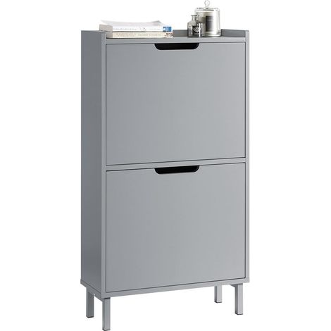SoBuy 2 Flip-drawers Shoe Cabinet Shoe Rack,H90cm Grey,FSR151-HG