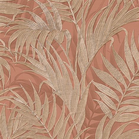 Papel pintado naturaleza Profhome GR322106-DI papel pintado vinílico estampado en caliente tejido non tejido gofrado con ornamentos florales efecto satinado marrón pardo-cobre 5,33 m2