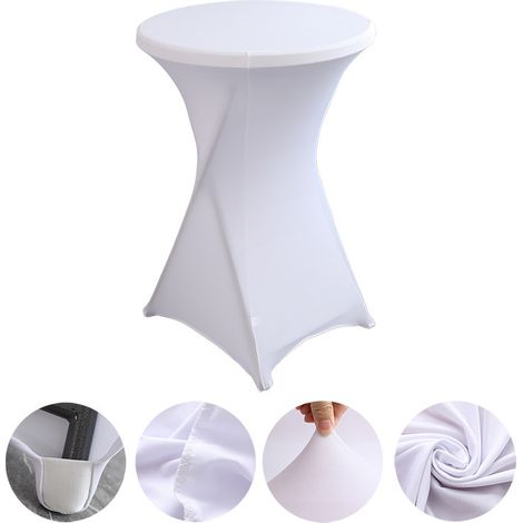 Nappe cocktail extensible, idéale pour les mariages, banquets et réceptions (diamètre 76,20 cm - 81,28 cm x hauteur 106,68 cm), lot de 2 (table non incluse) - blanche (1/5)