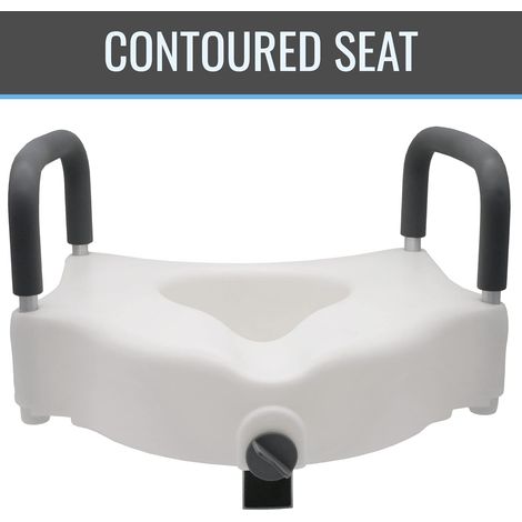 Sedile WC rialzato con braccioli rimovibili, rialzo di 11,4 cm, clip di bloccaggio, compatibile con la maggior parte dei WC - ALTRO (1/4)