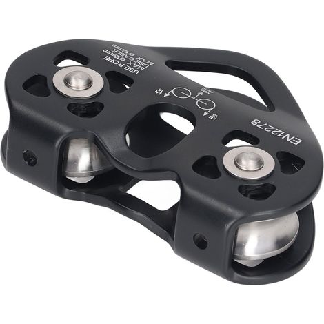 Système de poulie d'escalade extérieure, alliage d'aluminium aéronautique, système de poulie d'escalade à double axe, spécifique à l'alpinisme, noir. (1/5)