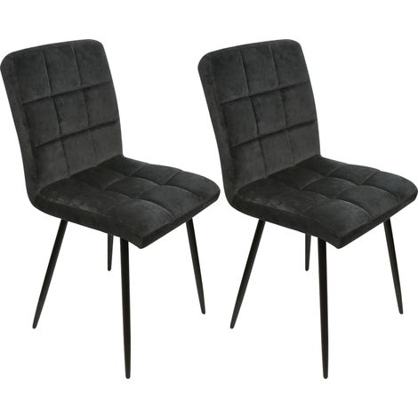 Skecten Juego de 2 Sillas de Comedor Asiento de Terciopelo, Patas fuertes de metal negro, para cocina, comedor, salón, recepción, pub o restaurante - Negro (1/5)