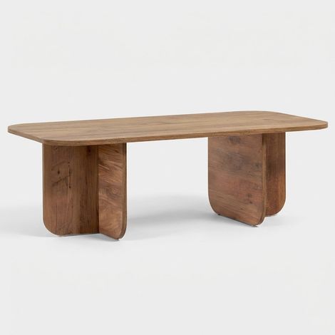 Table basse rectangulaire 120x60x41 cm décor bois de pin - BEKSO (1/5)