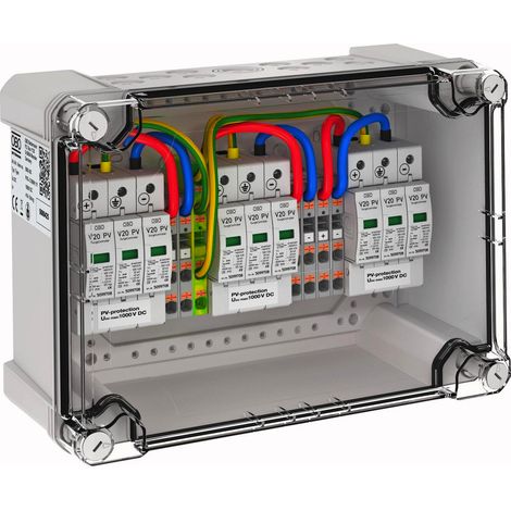 OBO Bettermann Cassetta di collegamento generatore 3x1 stringa FV su 3 WR-MPP 1000V DC grigio chiaro RAL 7035, 5088425