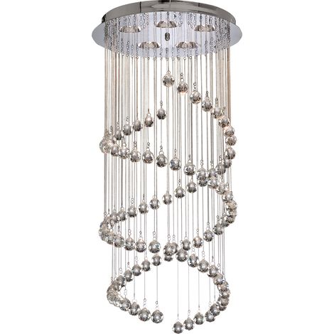 Searchlight Hallway - Pendente a grappolo a spirale con 5 luci cromate con cristalli, G9 (1/5)