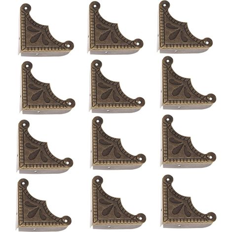 12pièces Protecteur de Coin Protecteur de Meubles Laiton Antique Jewelry Decorative Chest Boîte en bois d'angle Protecteur (1/5)