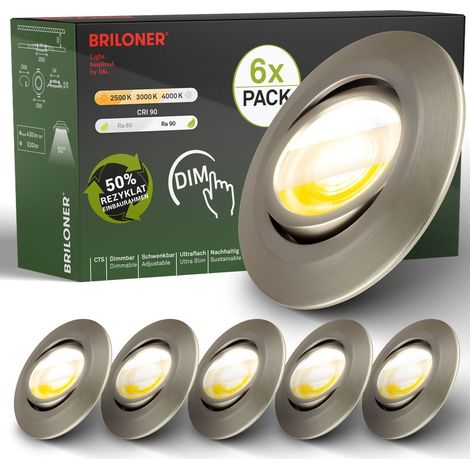6er Set LED Einbaustrahler LED Einbauleuchten Spots schwenkbar dimmbar Ra90