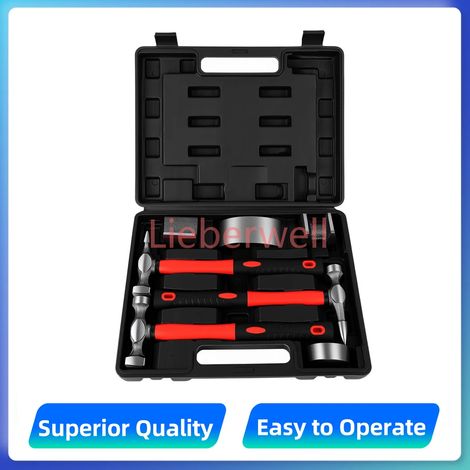 Kit de réparation automobile Podofo 7 pièces en métal : Marteau et dolly pour débosselage de carrosserie, outils en acier trempé pour panneaux de tôle de voiture