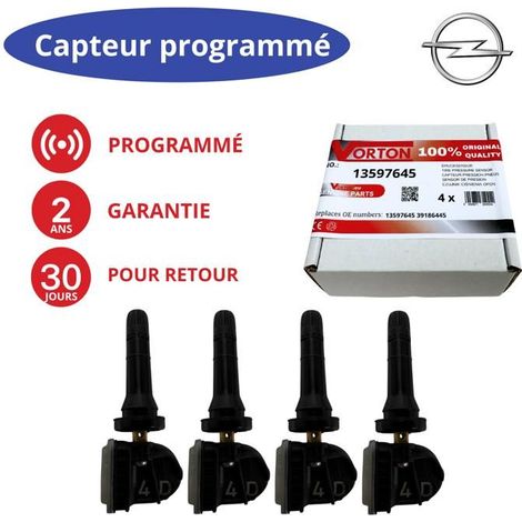 4 sensori TPMS programmati 433MHz per OPEL/VAUXHALL Insignia B (2017-2022) & Astra K (2019-2022) - rif 13597645