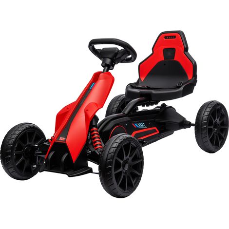 HOMCOM Go Kart Elettrico per Bambini 3-8 Anni, 3-5 km/h, Capacità 30 kg, Rosso