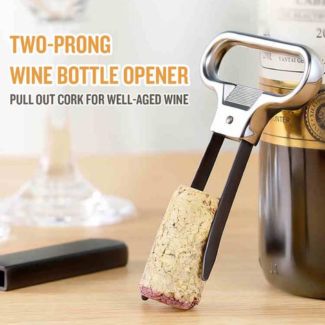 Lot de 4 tire-bouchons à 2 pointes en acier inoxydable avec étui pour bouteilles de vin anciennes (1/5)