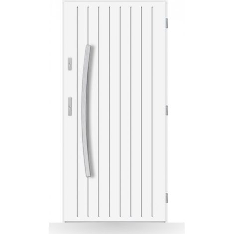 Porte d'entrée Loris 80-90-100cm en acier - Couleur: Blanc - Poussant: Droit - Dimensions: 80 cm