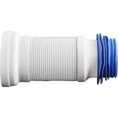 Kit de raccordement flexible pour WC - Tuyau d'évacuation réglable avec joint étanche - Blanc/bleu - 20 cm (1/5)