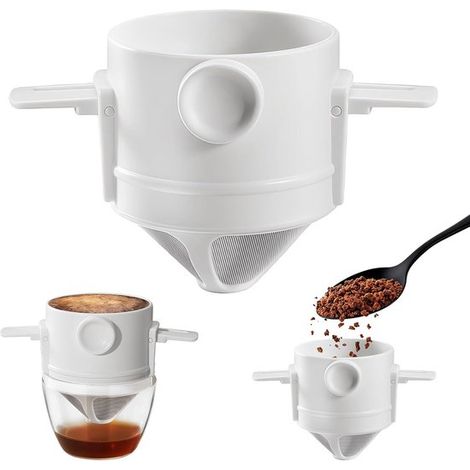 Kaffeefilter, wiederverwendbar, tragbar, Edelstahl, papierlos, Permanentfilter für Zuhause, Büro, Reisen, Camping, manuelle Kaffeezubereitung (1/5)